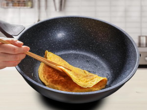 Granite Coated Nonstick Wok Pan with Lid, Stir Fry Cooking Skillet Compatible with Induction and All Stovetops